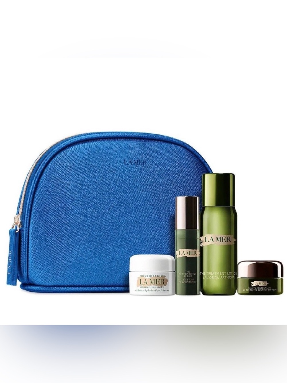 La Mer set of four in La Mer skincare travel pouch